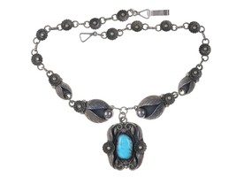 Vintage Southwestern Sterling silver and turquoise necklace - £312.19 GBP
