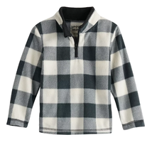 NEW Boys Microfleece Quarter Zip Pullover black beige buffalo plaid 3T 4T or 5T - £8.75 GBP