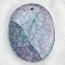 Purple Dragonfly Wing Vein Pendant Stone Rock Cut Polished Drilled Oval Blue - £9.68 GBP