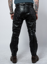 Vintage Sports Rider Leather Pants Black Colour Mono ectric, Men Wasit Belted  - £140.97 GBP