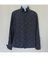 Mens Size Large Long Sleeve Dress Shirt Gray All Over Geometric Print By... - $18.57