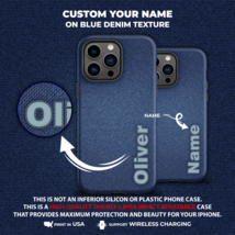 Personalized iPhone Cases with Name - Blue Denim Design (iPhone 14, 13, 12) - £24.04 GBP