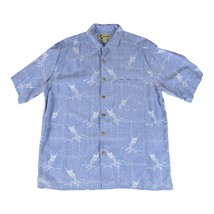 Cafe Havana Sailfish 100% Silk Floral Short Sleeve Large Button Up Colla... - $13.02