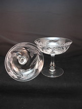 2 Pcs 5&quot; Tall Compote Short Gray Cut Floral Tear Drop Stem 5&quot; Dia Rim Ro... - $35.90