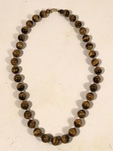 18&quot; 14K Yellow Gold &amp; Tiger-eye Bead Necklace - £117.06 GBP
