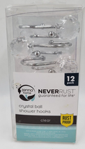 Zenna Home Crystal Ball Shower Curtain Hooks Shower Set Clear Silver 12 Pack - £9.56 GBP