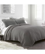 NEW COZY CHIC BOHO STONE WASHED COTTON RAG 3-PC QUILT SET GRAY BY DONNA ... - £132.40 GBP+