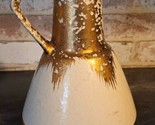 Vintage Pottery Cream Colored Gold Drip Glaze Pitcher Vase 9&quot;T Made In G... - $28.66
