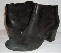 Clarks Bendables Stroll Valley Black Nubuck Leather Heeled Ankle Boots 11 - $38.09
