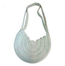 Hand Knitted Crochet Tote Bag in Cord Cream | Stylish Macrame Cotton Yarn Bag fo - $39.69