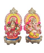 Handmade Laxmi Ganesha Pair Idol for Home or Office Pooja Terracotta Col... - $79.99