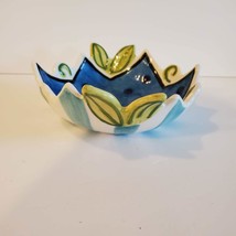 Vintage Nicole Engblom Ceramic Bowl, Whimsical Funky Pottery, Blue Star Flower image 6
