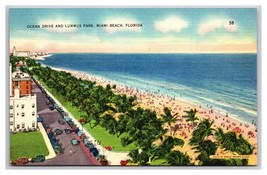 Ocean Drive Lummus Park Miami Beach Florida FL UNP Linen Postcard U29 - $4.90