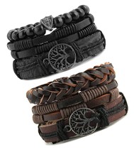 Genuine Leather Tree of life Bracelets Men Women, Eye - $40.52