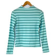 Cali Be Top size Large Striped Long Sleeve Shirt Aqua Y2K Nordstrom - £17.77 GBP