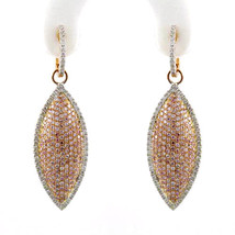 2.46ct Fancy Pink Diamonds Earrings 18K All Natural 10 Grams Real Rose Gold - £6,010.31 GBP