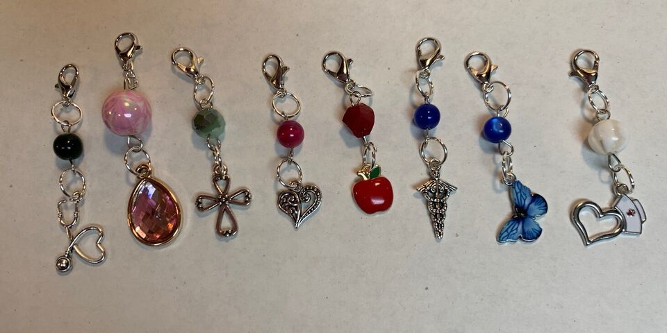 Name Badge Charm With Lobster Clasp - You Choose Charm And Bead Color - $6.93