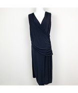 Lafayette 148 New York Black Faux Wrap Dress Sleeveless Size Large Ruche... - $702.63 MXN