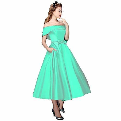Off The Shoulder Short Tea Length Beaded Prom Homecoming Dresses Mint US 16