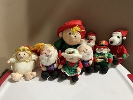VTG Stuffins Christmas Santa Elf Angel Mrs. Claus Snoopy Nylon XMAS Plush Lot 8 - £31.61 GBP
