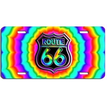 Route 66 vanity art aluminum license plate car truck SUV tag rainbow - £13.55 GBP