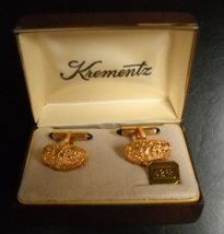 Krementz Cuff Links Nugget Style 14Kt Gold Overlay Original Box New Old Stock - £23.58 GBP