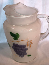 Gay Fad Hand Painted 9 Inch Glass Pitcher Grapes Mint - £15.72 GBP