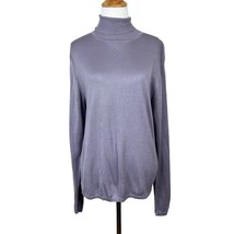 August Silk Knits Turtleneck Sweater Top Womens XL 100% Silk Purple Long Sleeve - £15.78 GBP