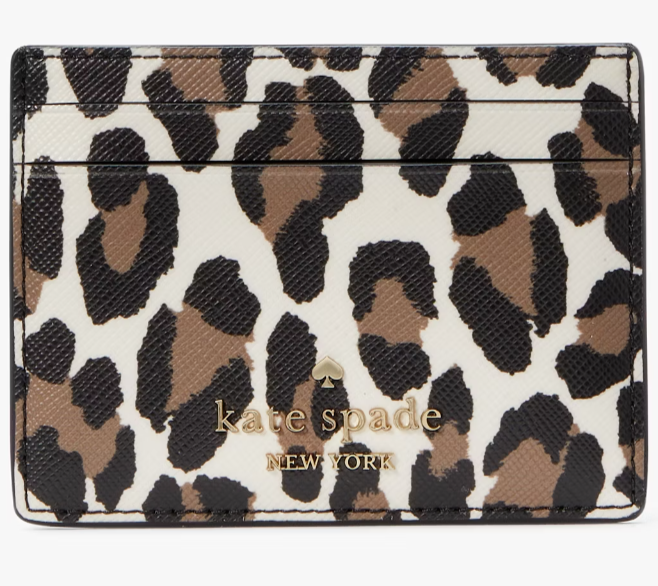 Kate Spade Madison Leopard Small Slim Card Holder KH780 NWT Cheetah $89 Leopardo