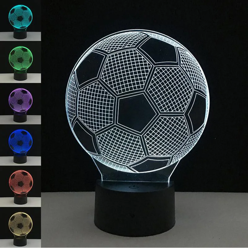 Sporting Soccer Ball Shaped 3D Night Lights 7 Colors Changing LED Table Lamp Foo - £29.57 GBP