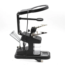 Helping Third Hand Tool Soldering Stand with 3X 4.5X Welding Magnifying ... - $55.94