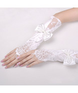 Satin Lace Fingerless Wedding Party Opera Evening Bow Gloves Bridal 2 Co... - £7.09 GBP