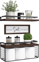 Floating Shelves with Wall Décor Sign, Bathroom Shelves over Toilet with Wire St - £32.75 GBP