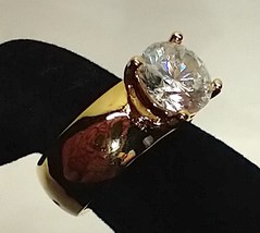Big 10k gold plated ring with giant stone size 7.5 to 8 - £25.03 GBP