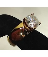 Big 10k gold plated ring with giant stone size 7.5 to 8 - £25.64 GBP