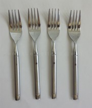 CAMBRIDGE STAINLESS FLATWARE china BRUSHED HANDLE DOT heavy 4 DESSERT FORKS - £22.85 GBP