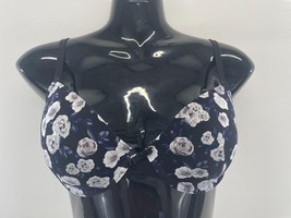 La Vie en Rose Women&#39;s Blue Floral Lace Back T-Shirt Bra Size 34 B Nylon - $7.92