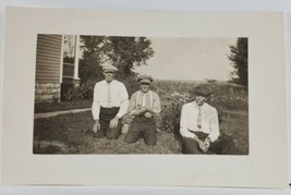 RPPC Handsome Guys Posing in The Yard Sweet Smiles Real Photo c1907 Postcard Q8 - £5.55 GBP