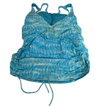 Lands End Swim Top Blue Teal Green Ruched Size 14 - $16.39