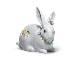 Lladro 01006098 Attentive Bunny With Flowers New - $204.00