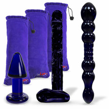 Le Luv Glass Dark Nights 3 Piece Gift Set Dildos &amp; Butt Plug - £56.25 GBP