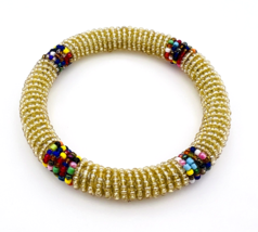 Vintage Tribal East African Seed Bead Bangle Bracelet - $13.86