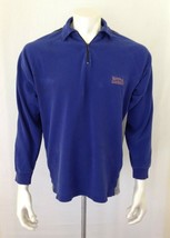  Nautica Vintage Marine Denim Men&#39;s Blue1/4 Zip Mock Neck Long Sleeve Sh... - $11.87