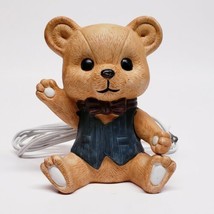 Teddy Bear w/ Vest &amp; Bowtie Ceramic Night Light Nursery Decor Baby Vintage Rare  - £27.60 GBP