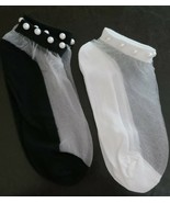 2 ~ Handcrafted Pair ~ Black &amp; White ~ Embellished w/Mesh &amp; Pearls ~ Ank... - $28.06 CAD