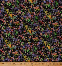 Cotton Paint Splatter Multi-Color Splotches Black Fabric Print by Yard D650.12 - £26.74 GBP