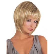 Short Bob Heat Resistant Synthetic Hair Non Lace Wigs 8inches Blond Color - £10.20 GBP