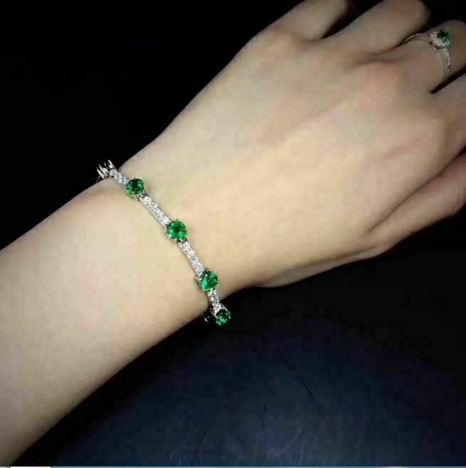 10Ct Round Cut GreenCZ 7" Pulsera de tenis para mujer Chapado en oro blanco... Item image 5