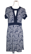 Michael Kors Navy &amp; White Short Sleeve Stretch Dress Knee Size Medium NWOT - £21.57 GBP