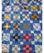 Vintage 9 Square Patchwork Machine Sewn Quilt Top 81&quot; x 70&quot; Handcrafted ... - £39.31 GBP